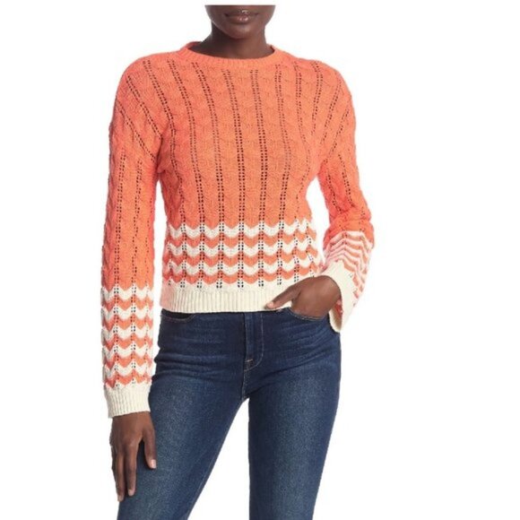 Abound Stripe Print Pointelle Knit Sweater - Picture 1 of 6